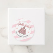 Roze Winter Kerstboom Santa Baby shower Bedankjes Labels (In situ)