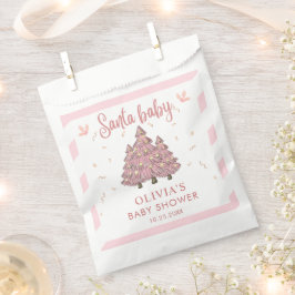 Roze Winter Kerstboom Santa Baby shower Bedankzakje