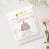 Roze Winter Kerstboom Santa Baby shower Bedankzakje (Gezegeld)