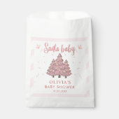 Roze Winter Kerstboom Santa Baby shower Bedankzakje (Voorkant)