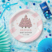Roze Winter Kerstboom Santa Baby shower Papieren Bordje (Feest)
