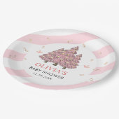 Roze Winter Kerstboom Santa Baby shower Papieren Bordje (Gekanteld)