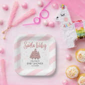 Roze Winter Kerstboom Santa Baby shower Papieren Bordje (Feest)