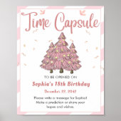 Roze Winter Kerstboom Verjaardag Tijd Capsule Poster (Voorkant)