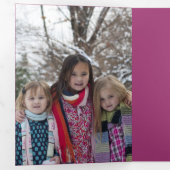 Roze Winter Kerstmis Fotocollage Drieluik Wenskaart (Binnenzijde eerst)