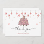 Roze Winter Kerstmis Meisje Baby shower Bedankkaart (Voorkant / Achterkant)