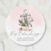 Roze Winter Knal het als ze ploft baby shower Bedankjes Labels (Voorkant)