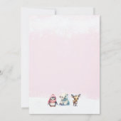 Roze Winter Koud Buiten Meisje Baby shower Bedankkaart (Achterkant)