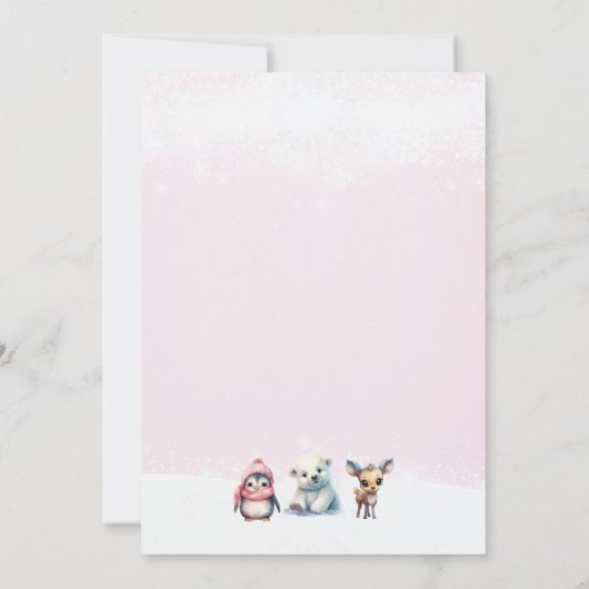 Roze Winter Koud Buiten Meisje Baby shower Bedankkaart (Achterkant)