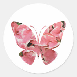 Roze Winter Maple Poinsettia Flower Butterfly Ronde Sticker