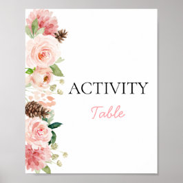 Roze Winter Meisje Baby shower Activiteit Tafel Te Poster