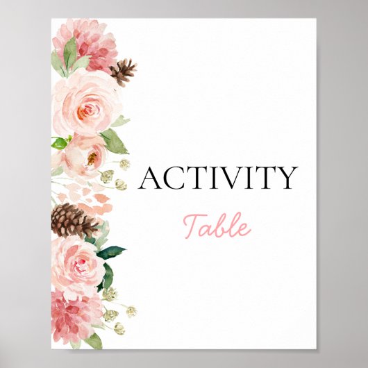 Roze Winter Meisje Baby shower Activiteit Tafel Te Poster (Voorkant)
