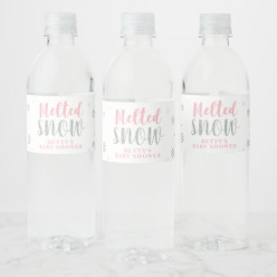Roze Winter Meisje Baby Shower Waterfles Label Etiket