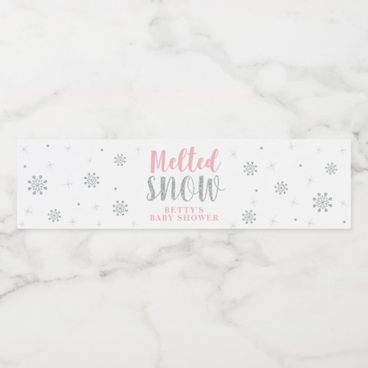 Roze Winter Meisje Baby shower Waterflesetiket Waterfles Etiket (Enkel label)
