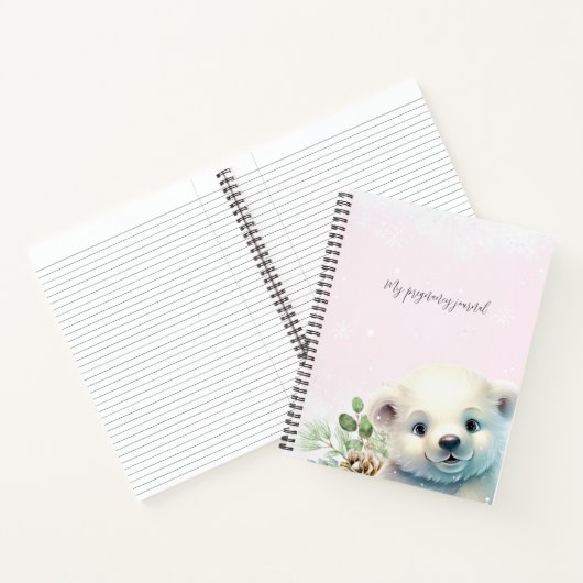 Roze Winter Mijn Zwangerschap Schattige Polar Beer Notitieboek (Binnen)