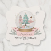 Roze Winter Nederland eerste verjaardagsfeestje Bedankjes Labels (Achterkant)