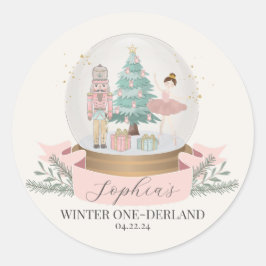 Roze Winter Nederland Eerste Verjaardagsgunst Tag Ronde Sticker