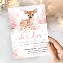 Roze Winter Oh Deer Baby Shower Meisje