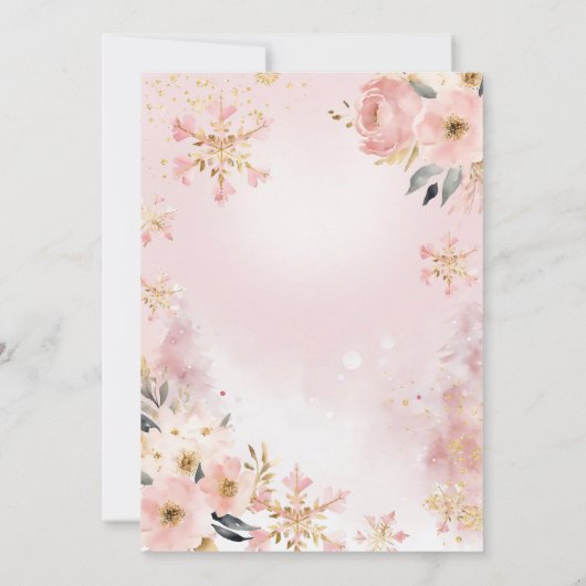 Roze Winter Onderland Bloemenbos Herten Verjaardag Kaart (Achterkant)