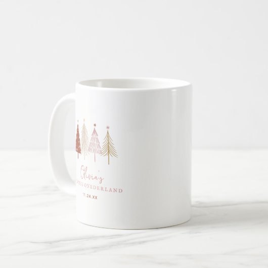 Roze Winter Onderland Meisje 1e Favoriet Koffiemok (Voorkant links)