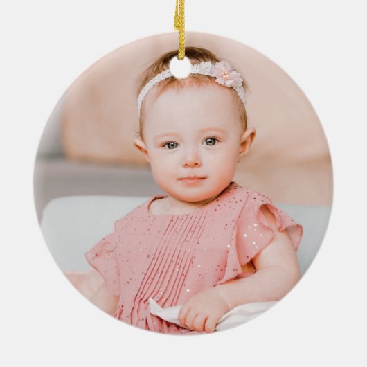 Roze Winter Onderland Meisje 1e Verjaardag Keramisch Ornament (Achterkant)