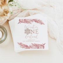 Roze Winter Onderland servetten, Girl 1e verjaarda