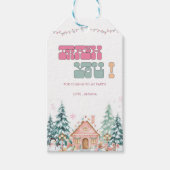 Roze Winter Onederland 1e Verjaardag Bedankt Cadeaulabel (Voorkant)