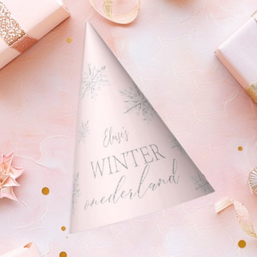 Roze Winter Onederland 1e verjaardag Feesthoedjes