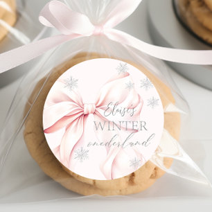 Roze Winter Onederland 1e verjaardag Ronde Sticker