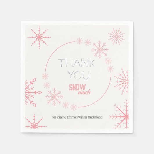 Roze winter onederland 1e verjaardag servet (Voorkant)