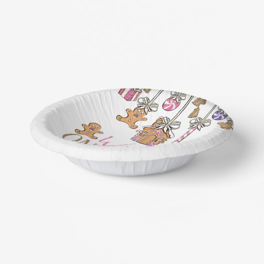 Roze winter Onederland Kerst Papieren Kommen (Gebogen)