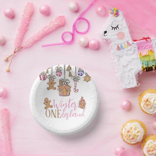 Roze winter Onederland Kerst Papieren Kommen (Feest)