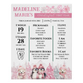Roze Winter ONEderland mijlpalen Poster (Voorkant)