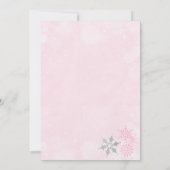 Roze Winter Onederland Verjaardagsfeestje Uitnodig Kaart (Achterkant)