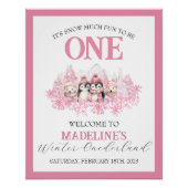 Roze Winter ONEderland Welkom Poster (Voorkant)