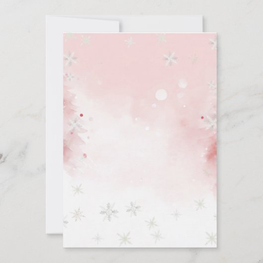 Roze Winter Onederland Woodland 1e verjaardag Kaart (Achterkant)