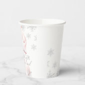 Roze Winter Onederland Zilver 1e verjaardag Papieren Bekers (Links)