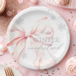 Roze Winter Onederland Zilveren Glitter 1e Verjaar Papieren Bordje<br><div class="desc">Winter Onederland Roze en Zilveren Glitter 1e Verjaardag Papier Borden</div>