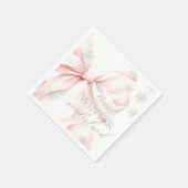 Roze Winter Onederland Zilveren Glitter 1e Verjaar Servet (Hoek)