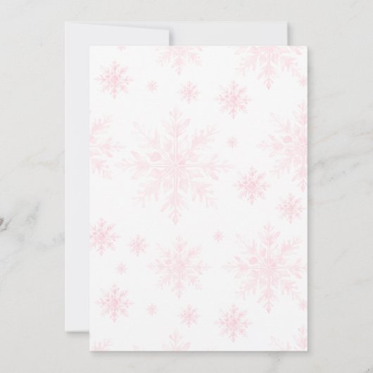 Roze Winter Ornamenten op Pine Fir Baby Girl Showe Kaart (Achterkant)