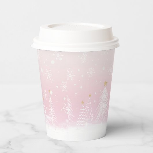 Roze Winter Paper cup Papieren Bekers (Links)