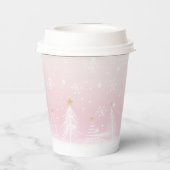 Roze Winter Paper cup Papieren Bekers (Achterkant)