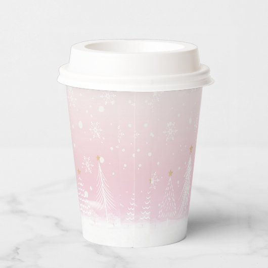 Roze Winter Paper cup Papieren Bekers (Rechts)