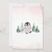 Roze Winter Pinguïn Verjaardagsfeest Kaart (Achterkant)