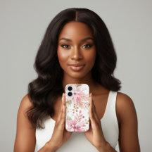 Roze Winter Poinsettia Bloem iPhone Hoesje |