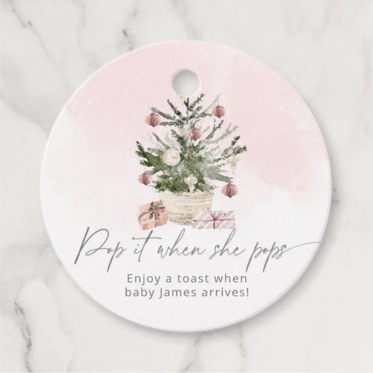 Roze Winter Pop als ze baby shower pop Bedankjes Labels (Voorkant)