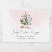 Roze winter pop als ze pop sparkling wijnetiket (Enkel label)