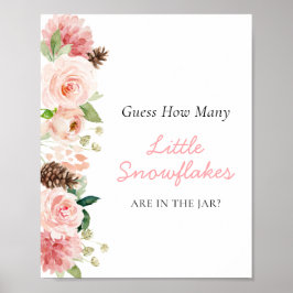 Roze Winter Raad eens hoeveel kleine sneeuwvlokken Poster