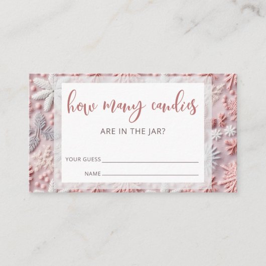 Roze Winter raden hoeveel Snoepjes Kaart (Voorkant)