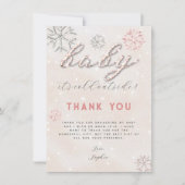 Roze Winter Rhinestones Baby shower Hartelijk dank Kaart (Voorkant)